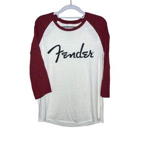 Fender Mens Raglan Shirt - Red and White